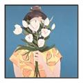 Picture of Girl with bouquet of flowers _GroupedProduct_Square_Canvas_Framed_