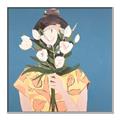 Picture of Girl with bouquet of flowers _GroupedProduct_Square_Canvas_Framed_