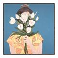 Picture of Girl with bouquet of flowers _GroupedProduct_Square_Canvas_Framed_