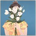 Picture of Girl with bouquet of flowers _GroupedProduct_Square_Canvas_Framed_