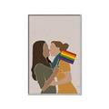 Picture of Two girls with rainbow flag _GroupedProduct_Rectangle_Portrait_Canvas_Framed_