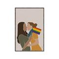 Picture of Two girls with rainbow flag _GroupedProduct_Rectangle_Portrait_Canvas_Framed_