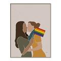 Picture of Two girls with rainbow flag _GroupedProduct_Rectangle_Portrait_Canvas_Framed_