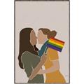 Picture of Two girls with rainbow flag _GroupedProduct_Rectangle_Portrait_Canvas_Framed_