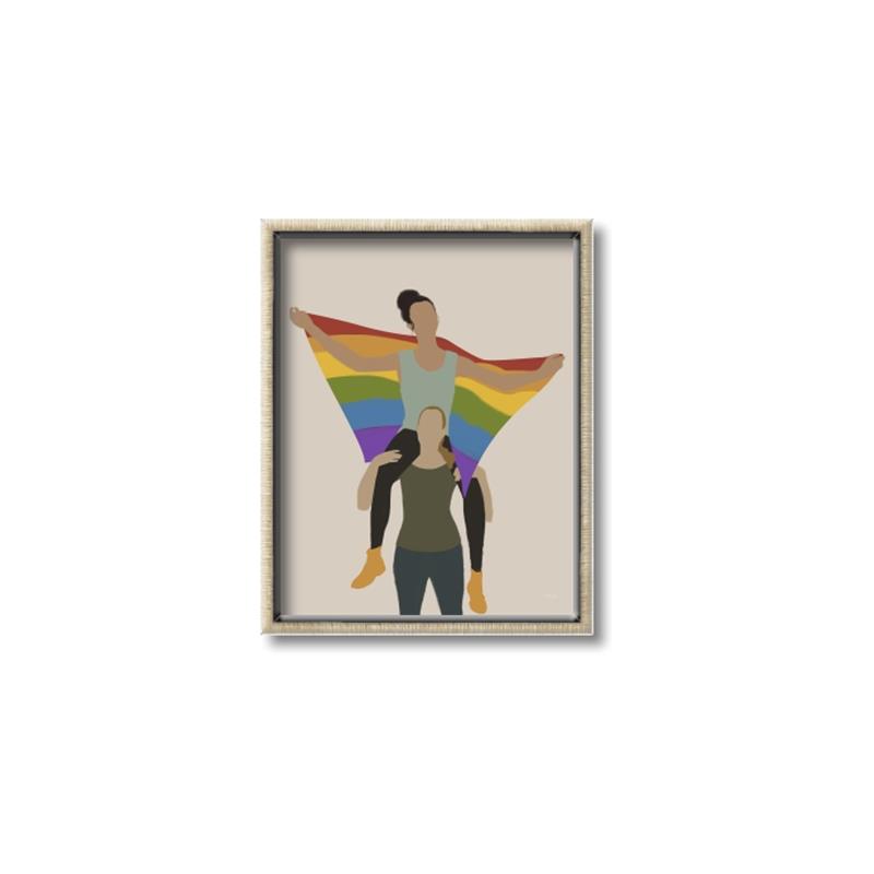 Picture of Two girls with rainbow flag II _GroupedProduct_Rectangle_Portrait_Canvas_Framed_