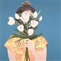 Picture of Girl with bouquet of flowers _GroupedProduct_Square_Unframed_Print_Only_