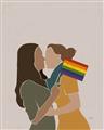 Picture of Two girls with rainbow flag _GroupedProduct_Rectangle_Portrait_Unframed_Print_Only_