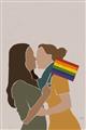 Picture of Two girls with rainbow flag _GroupedProduct_Rectangle_Portrait_Unframed_Print_Only_