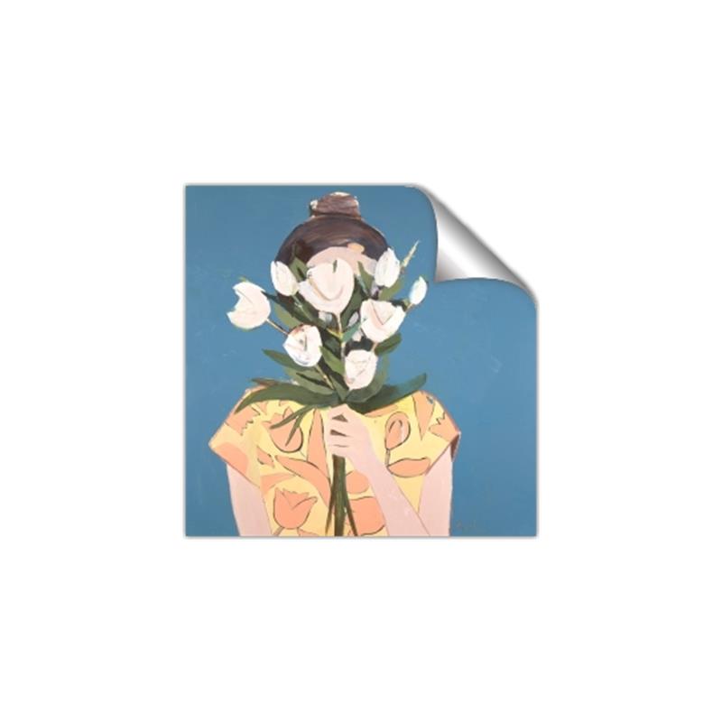 Picture of Girl with bouquet of flowers _GroupedProduct_Square_Unframed_Print_Only_