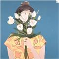 Picture of Girl with bouquet of flowers _GroupedProduct_Square_Unframed_Print_Only_