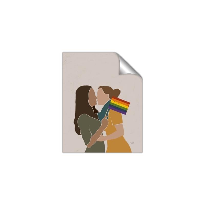 Picture of Two girls with rainbow flag _GroupedProduct_Rectangle_Portrait_Unframed_Print_Only_
