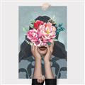 Picture of Girl with bouquet of flowers II _GroupedProduct_Rectangle_Portrait_Canvas_