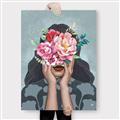 Picture of Girl with bouquet of flowers II _GroupedProduct_Rectangle_Portrait_Canvas_