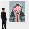 Picture of Girl with bouquet of flowers II _GroupedProduct_Rectangle_Portrait_Canvas_