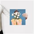 Picture of Girl with bouquet of flowers _GroupedProduct_Square_Canvas_