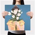 Picture of Girl with bouquet of flowers _GroupedProduct_Square_Canvas_