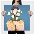Picture of Girl with bouquet of flowers _GroupedProduct_Square_Canvas_