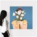 Picture of Girl with bouquet of flowers _GroupedProduct_Square_Canvas_