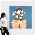 Picture of Girl with bouquet of flowers _GroupedProduct_Square_Canvas_