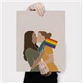 Picture of Two girls with rainbow flag _GroupedProduct_Rectangle_Portrait_Canvas_