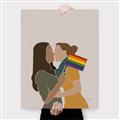 Picture of Two girls with rainbow flag _GroupedProduct_Rectangle_Portrait_Canvas_