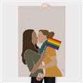 Picture of Two girls with rainbow flag _GroupedProduct_Rectangle_Portrait_Canvas_