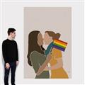 Picture of Two girls with rainbow flag _GroupedProduct_Rectangle_Portrait_Canvas_