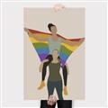 Picture of Two girls with rainbow flag II _GroupedProduct_Rectangle_Portrait_Canvas_