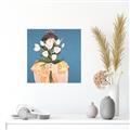 Picture of Girl with bouquet of flowers _GroupedProduct_Square_Canvas_