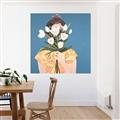 Picture of Girl with bouquet of flowers _GroupedProduct_Square_Canvas_