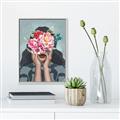 Picture of Girl with bouquet of flowers II _GroupedProduct_Rectangle_Portrait_Canvas_Framed_