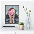 Picture of Girl with bouquet of flowers II _GroupedProduct_Rectangle_Portrait_Canvas_Framed_