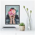 Picture of Girl with bouquet of flowers II _GroupedProduct_Rectangle_Portrait_Canvas_Framed_
