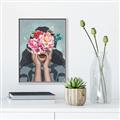Picture of Girl with bouquet of flowers II _GroupedProduct_Rectangle_Portrait_Canvas_Framed_
