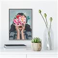Picture of Girl with bouquet of flowers II _GroupedProduct_Rectangle_Portrait_Canvas_Framed_