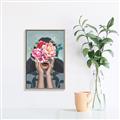 Picture of Girl with bouquet of flowers II _GroupedProduct_Rectangle_Portrait_Canvas_Framed_