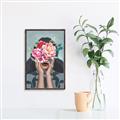 Picture of Girl with bouquet of flowers II _GroupedProduct_Rectangle_Portrait_Canvas_Framed_