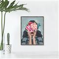 Picture of Girl with bouquet of flowers II _GroupedProduct_Rectangle_Portrait_Canvas_Framed_