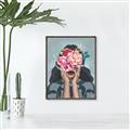 Picture of Girl with bouquet of flowers II _GroupedProduct_Rectangle_Portrait_Canvas_Framed_