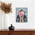Picture of Girl with bouquet of flowers II _GroupedProduct_Rectangle_Portrait_Canvas_Framed_