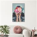 Picture of Girl with bouquet of flowers II _GroupedProduct_Rectangle_Portrait_Canvas_Framed_