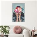 Picture of Girl with bouquet of flowers II _GroupedProduct_Rectangle_Portrait_Canvas_Framed_