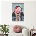 Picture of Girl with bouquet of flowers II _GroupedProduct_Rectangle_Portrait_Canvas_Framed_