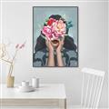 Picture of Girl with bouquet of flowers II _GroupedProduct_Rectangle_Portrait_Canvas_Framed_