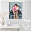 Picture of Girl with bouquet of flowers II _GroupedProduct_Rectangle_Portrait_Canvas_Framed_