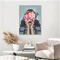 Picture of Girl with bouquet of flowers II _GroupedProduct_Rectangle_Portrait_Canvas_Framed_