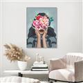 Picture of Girl with bouquet of flowers II _GroupedProduct_Rectangle_Portrait_Canvas_Framed_