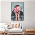 Picture of Girl with bouquet of flowers II _GroupedProduct_Rectangle_Portrait_Canvas_Framed_
