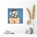 Picture of Girl with bouquet of flowers _GroupedProduct_Square_Canvas_Framed_