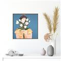 Picture of Girl with bouquet of flowers _GroupedProduct_Square_Canvas_Framed_